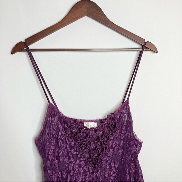 Vintage Cinema Etoile Purple Lace Nightie Nightgown Slip Chemise Large - Picture 2 of 10